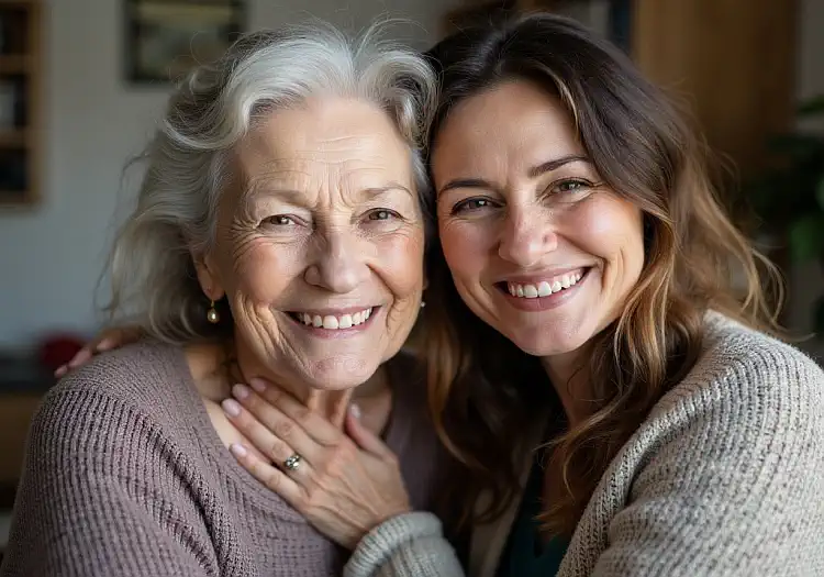 Old and young woman close